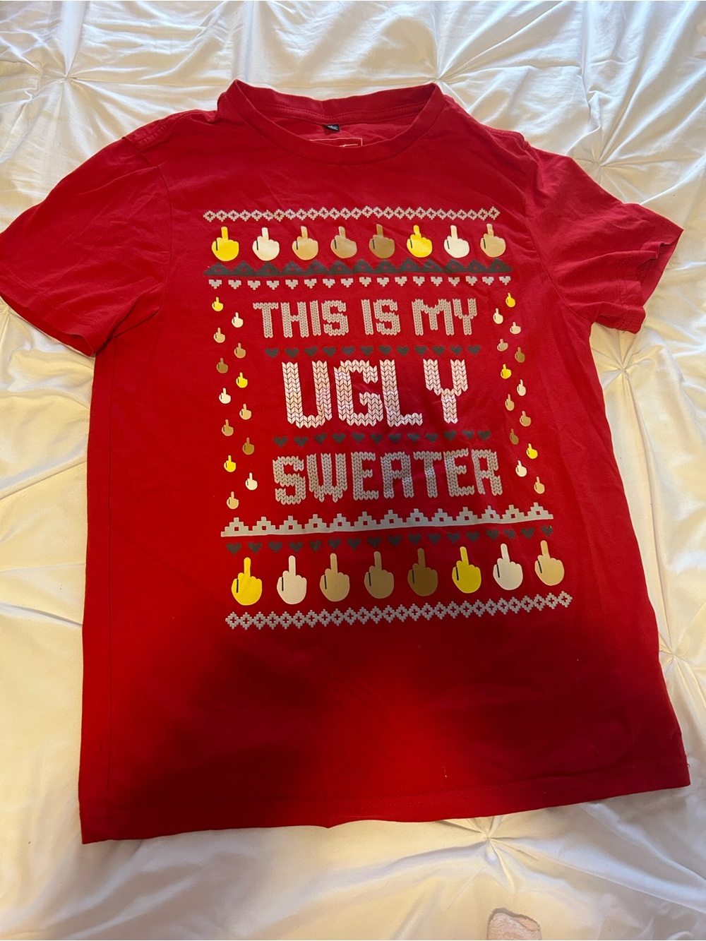 Red 'This Is My Ugly Sweater' Short Sleeve Tee